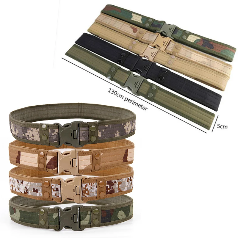 

8 Colors 2022 Army Style Combat Belts 130cm Quick Release Tactical Belt Camouflage Men Canvas Waist Strap Outdoor Hunting Tools