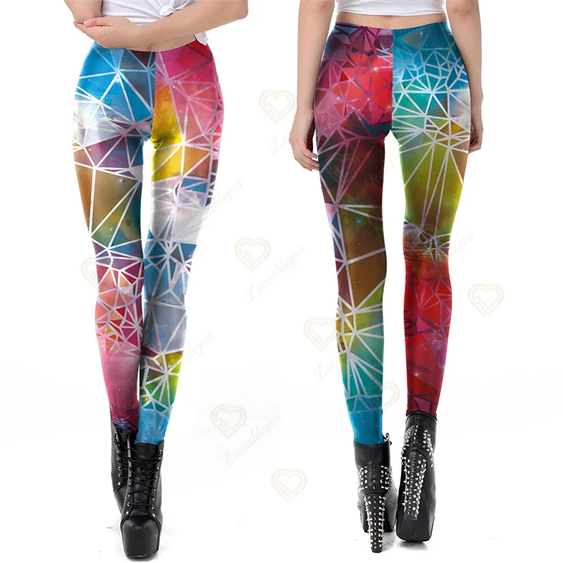 Women's Leggings Sports Yoga Pants Colorful Print Sports Gym Yoga Workout Waist Running Pants Fitness Elastic Yoga Tights