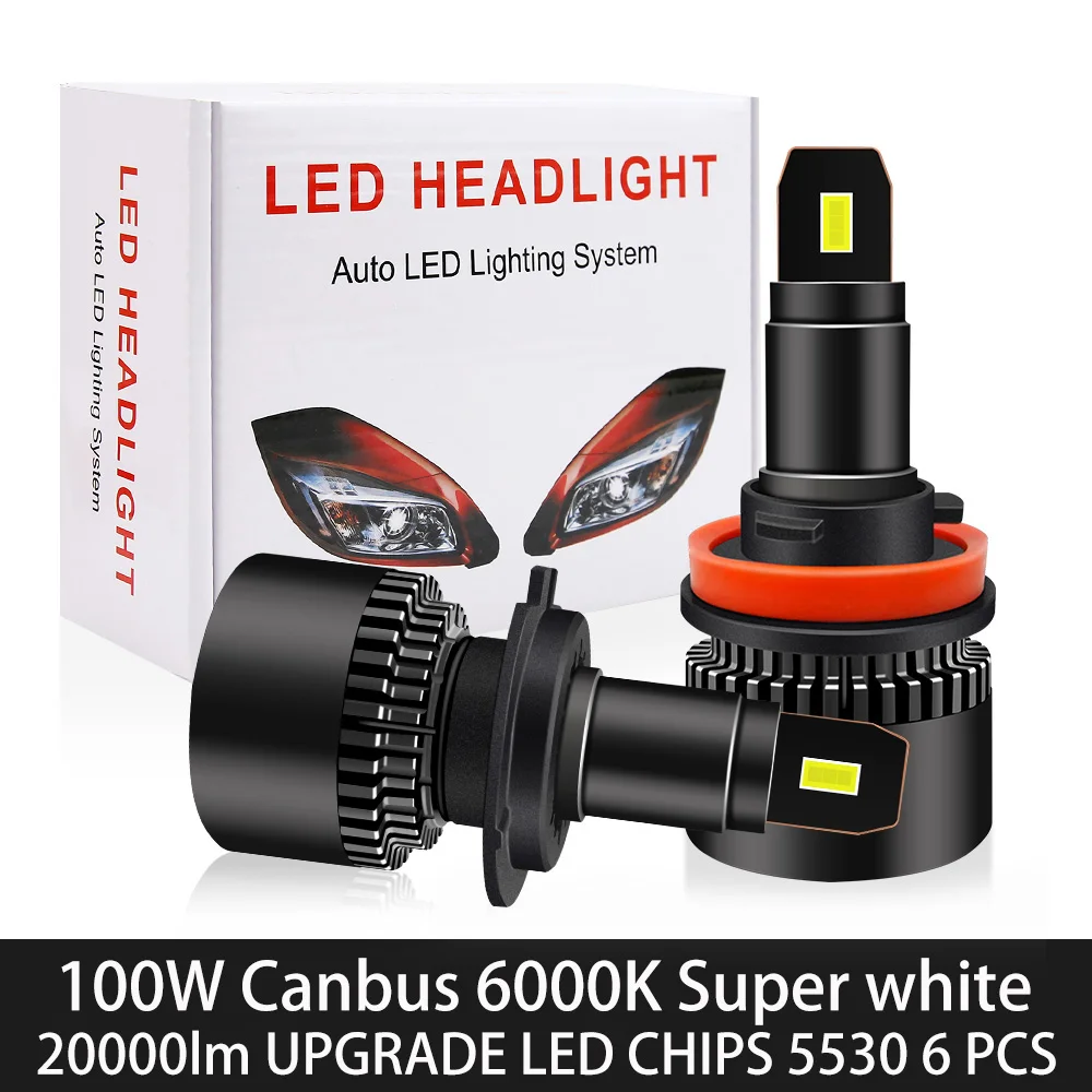 ZDATT H7 LED H4 20000LM Светодиодные автомобильные фары Canbus 100W H1 H8 H11 Лампа 9005 HB3 9006 HB4 Светодиодная лампа Турбо лампа 6000K Белый 12V Mini 2Pc