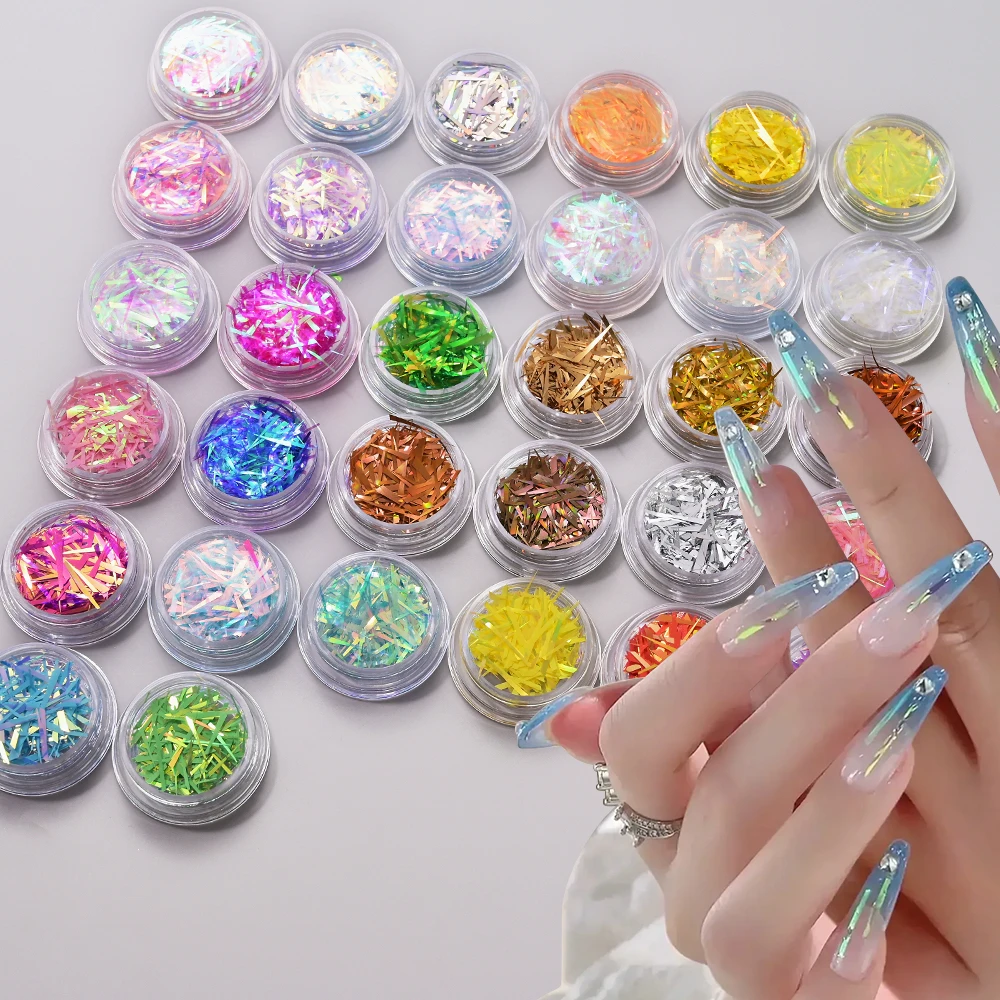 

32 Colors Aurora Shard Nail Art Sticker Irregular Cellophane Nail Decoration Flakes Stickers Colorful Irregular Manicure Accesso