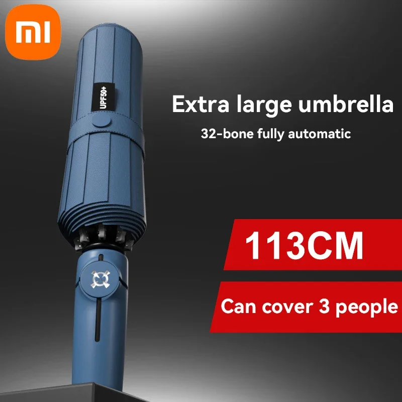Усиленный ветрозащитный дождестойкий автоматический зонт Xiaomi с защитой от