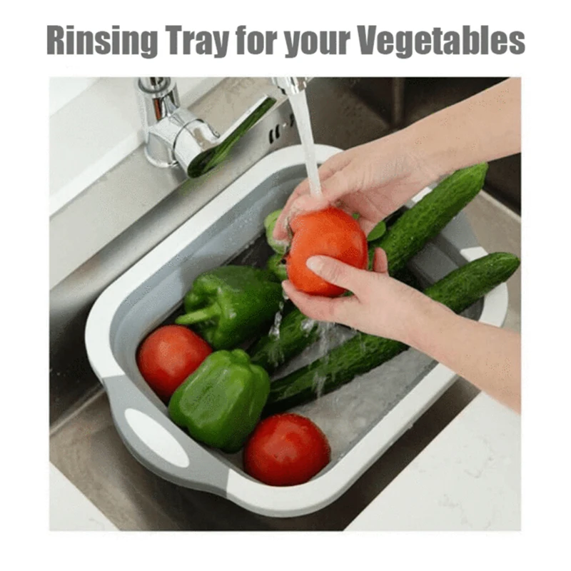 

Home Folding Cutting Board Washing Cabbage Chopping Collapsible Colander Vegetable Fruit Washing Dry Basket Bowl Kitchen Tool