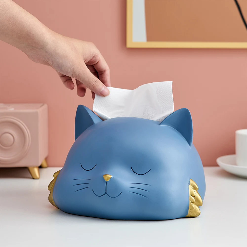 

Cute Cat Tissue Box Resin Animal Statue Tissue Paper Holder Nordic Home Decor Kitchen Napkins Organizer Boxes Paper Dispenser