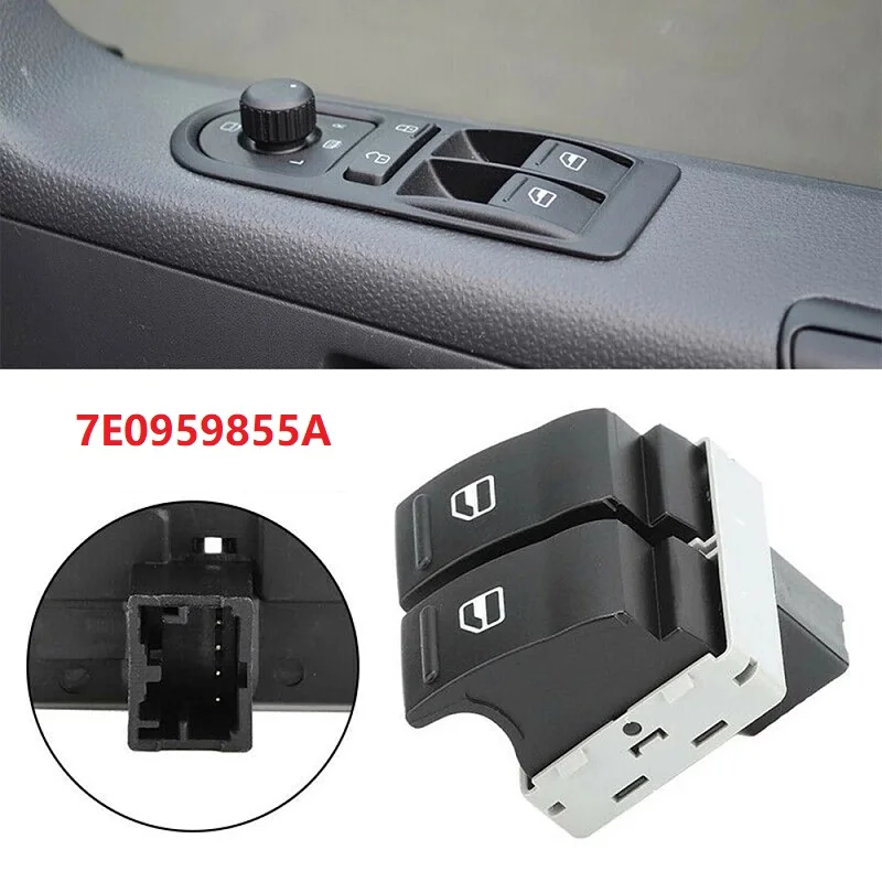 

7E0959855A Car Electric Door Window Double Switch Button Control Driver Side For VW Transporter T5 T6 Caravelle