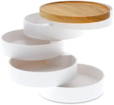 

Tosca Stacked Accessory Trays With Wooden Lid - Open - Abs Plastic Ceramic tray White tray Rattan tray Wood tray Baloondog tray