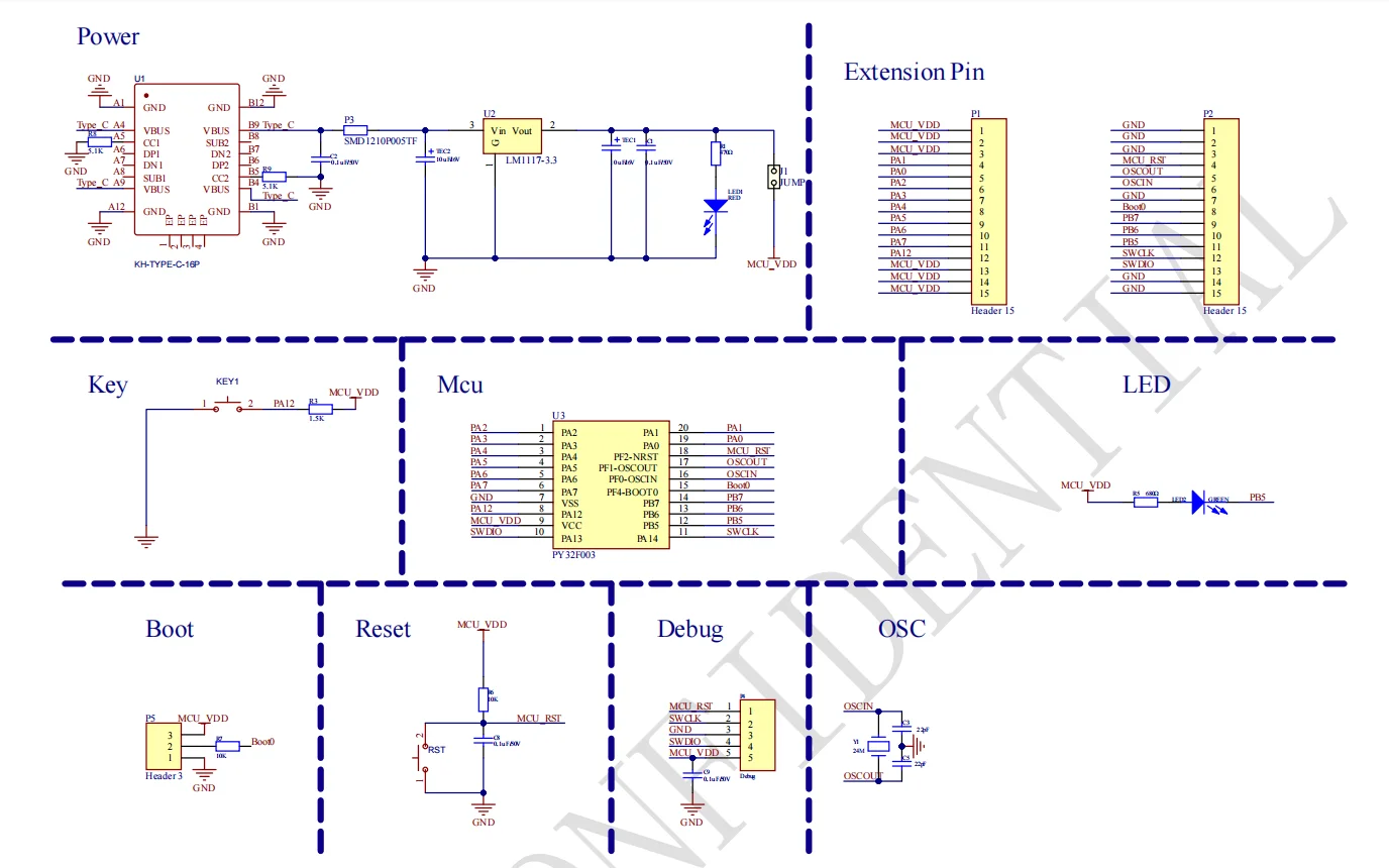 Плата разработки Puya PY32F003 комплект оценки микроконтроллера PY32F003F18P6