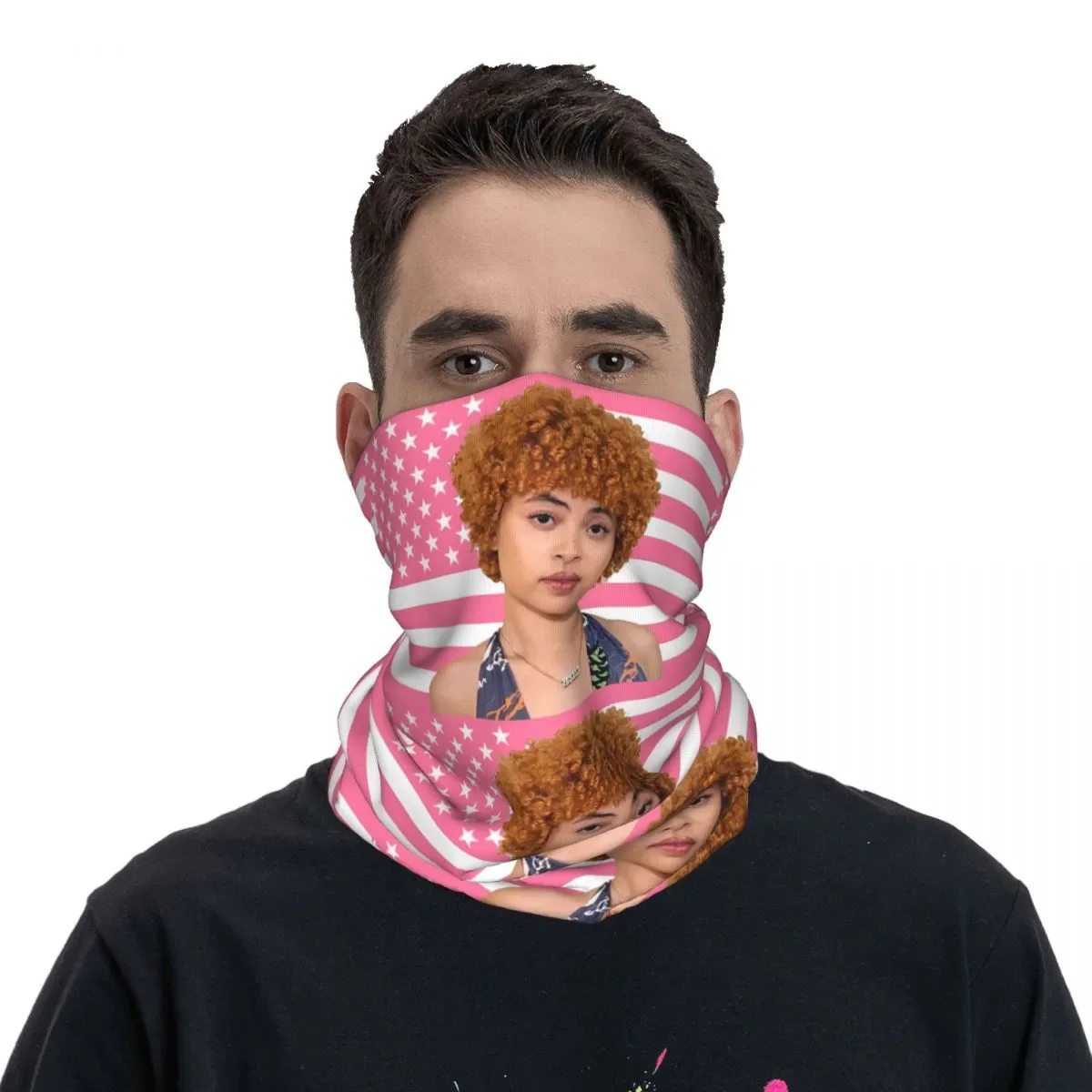 

Розовый флаг ледяной Спайс Merch бандана Шея Гетры маска шарф теплая Рыбалка маска для лица унисекс все сезоны