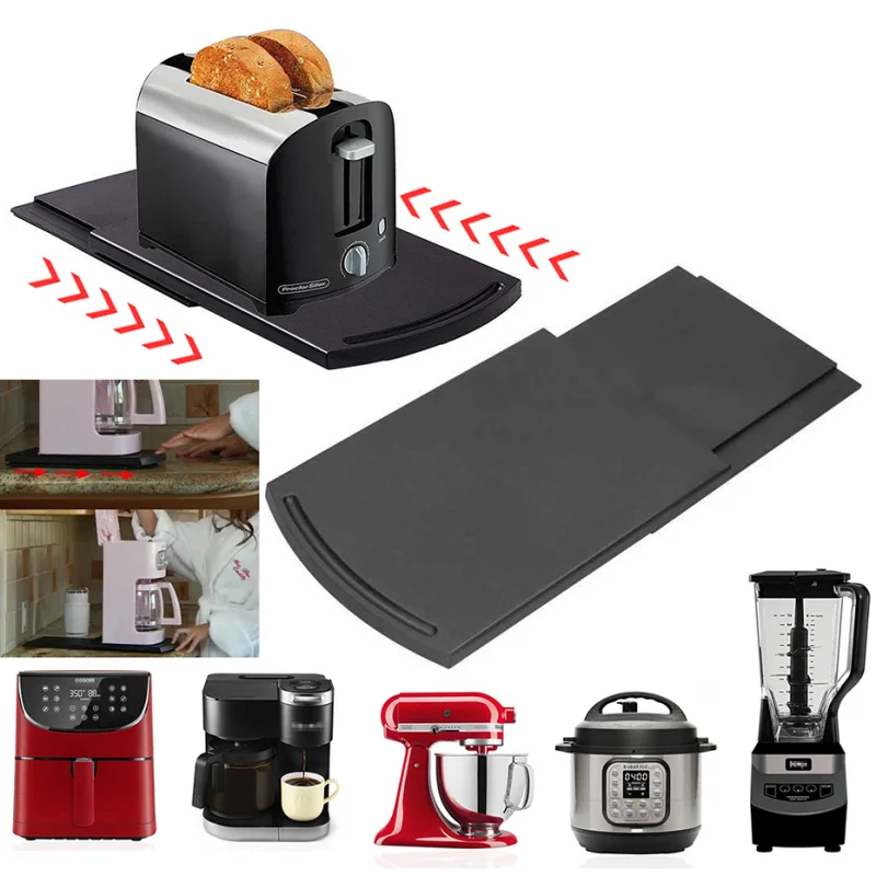 

1 Pack Kitchen Sliding Coffee Tray Mat Under Cabinet Appliance Coffee Maker Toaster Countertop Storage Moving Slider