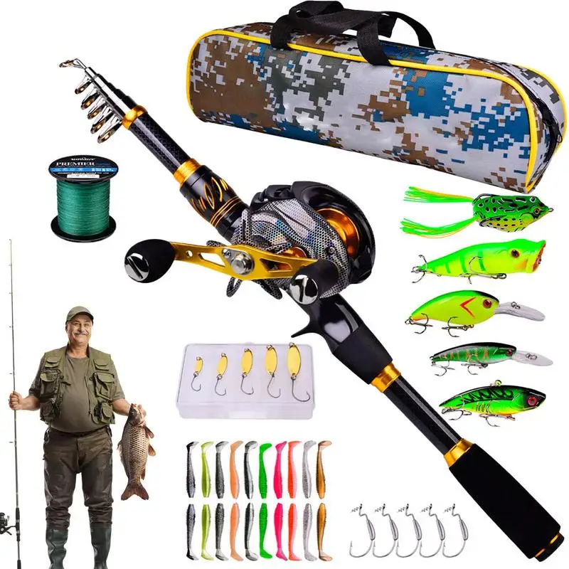 

Fishing Pole Reel Combos Lightweight Telescoping Fishing Pole Set With Reel Straight Handle Sea Rod And Reel Kit Fishing Gear