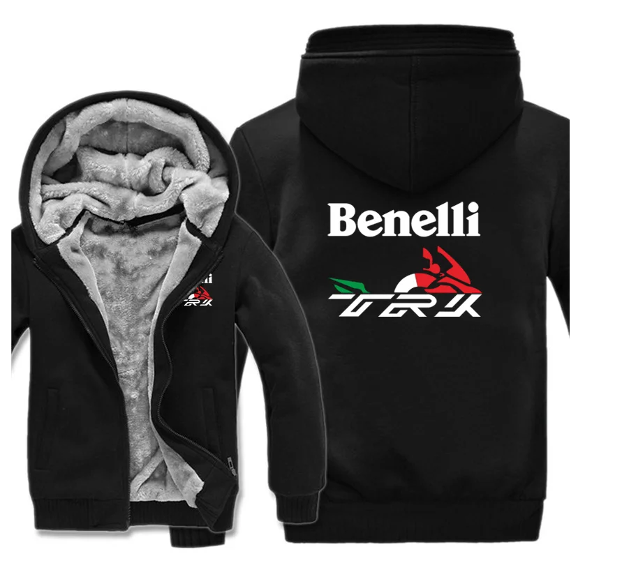 

2023 NEW winter printed BENELLI car logo thickened casual coat men's zipper men's Plush coat