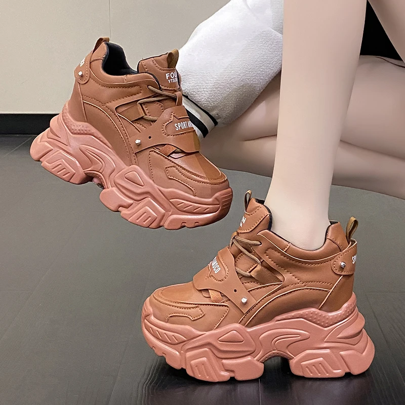 

Women's Chunky Increased Sneakers Breathable Platform Sports Shoes Woman Lace Up Thick Sole Casual Shoes 2022 Spring Dad shoes