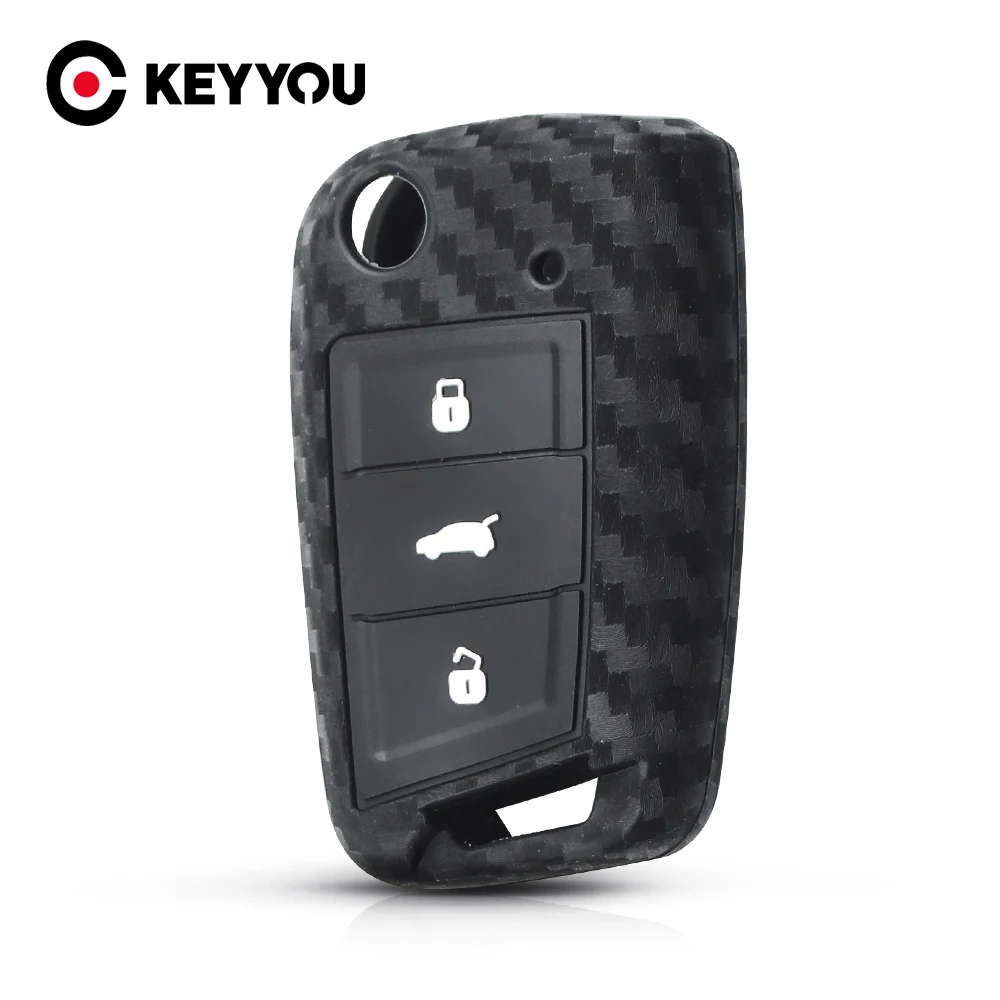

Брелок KEYYOU из углеродного волокна для дистанционного ключа для VW Polo Golf 7 Tiguan Skoda Octavia Fabia Kodiaq Seat Leon Ibiza