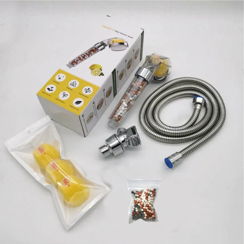 

Vitamin C Filtered Shower & Hose Set High Pressure Shower for Head Soften Hard