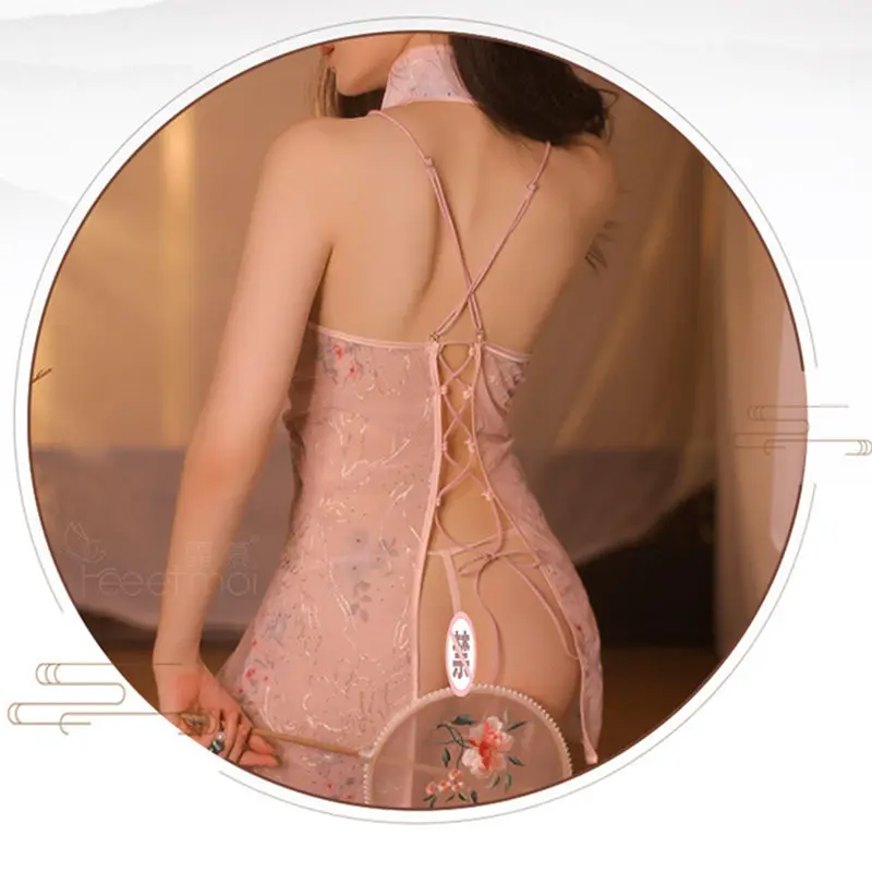 Сексуальное нижнее белье боди с вышивкой Чонсам цветочным принтом в стиле ретро