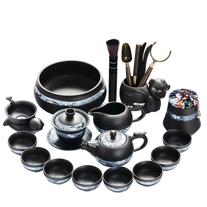 

Taotang Kung Fu Tea Set Purple Sand Set Household Complete Set Porcelain Tea Brewing Office Reception Tea Cup Tea Pitcher Pot