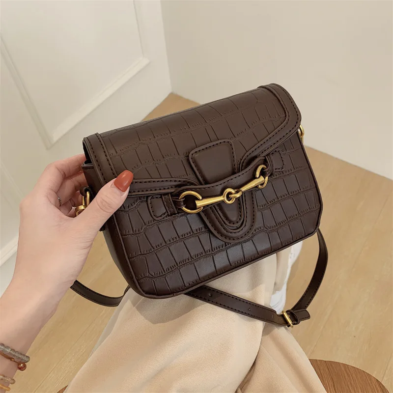 

Texture Small Bag Women's Bag 2022 New Trendy Spring and Summer Texture Messenger All-match Saddle Bag Shoulder Underarm Bag