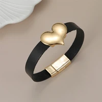 anslow new brand top quality friendship lovers couple heart braided leather bracelet for women men wristband jewelry retro gift