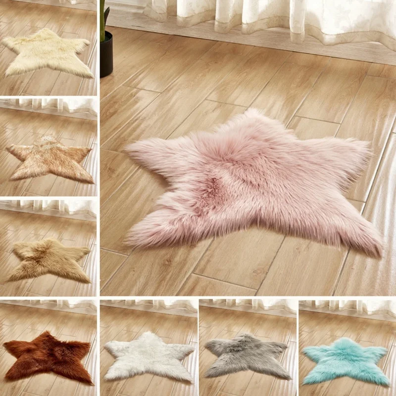 

NEW Factory Hot Sale Pentagram Carpet Creative Rugs Sheepskin Wool Fluffy Mat Seat Cushion Fluffy Soft Area Rugs Tapestry 60CM