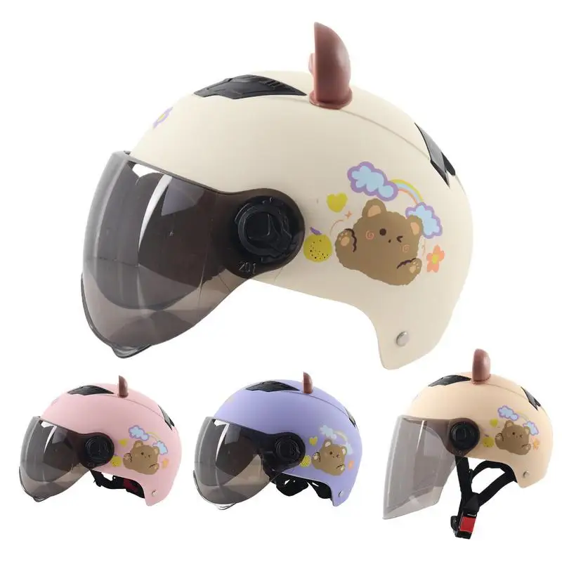 

Шлемы для электрических мотоциклов, однодневные, с милым медведем, для мужчин и женщин, летний скутер для взрослых