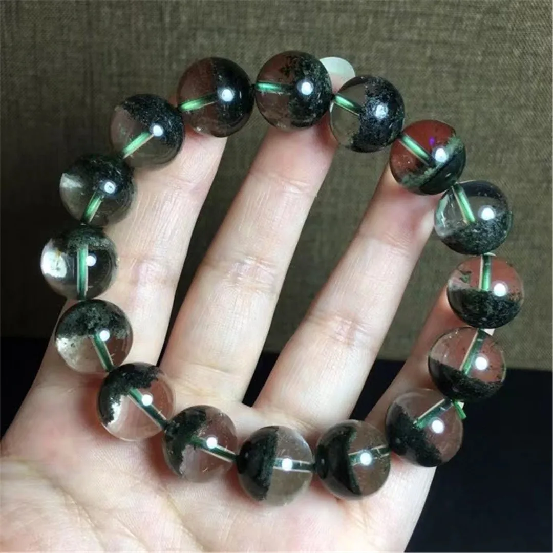 

13mm Natural Green Phantom Quartz Bracelet For Women Lady Men Love Lucky Gift RoundBeads Crystal Stone Strands Jewelry AAAAA