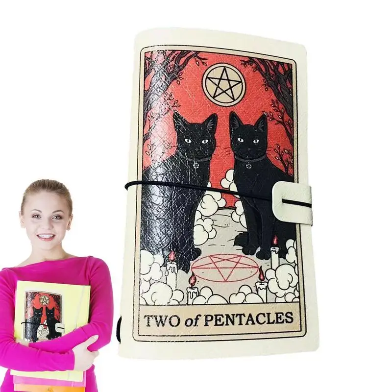 

Protable Cat Pattern Notebook Diary Faux Leather Journal Sketchbook A5 Travelers Dark Color Diary Notebook School Supplies