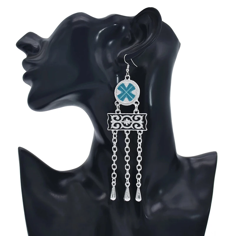 Винтажные длинные серьги с кисточками для женщин резные подвески богемные Jhumka в