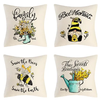 

Новинка, наволочка в виде мультяшной пчелы, с надписью, с рисунком, наволочка для подушки, автомобильный диван, украшение для дома на заказ