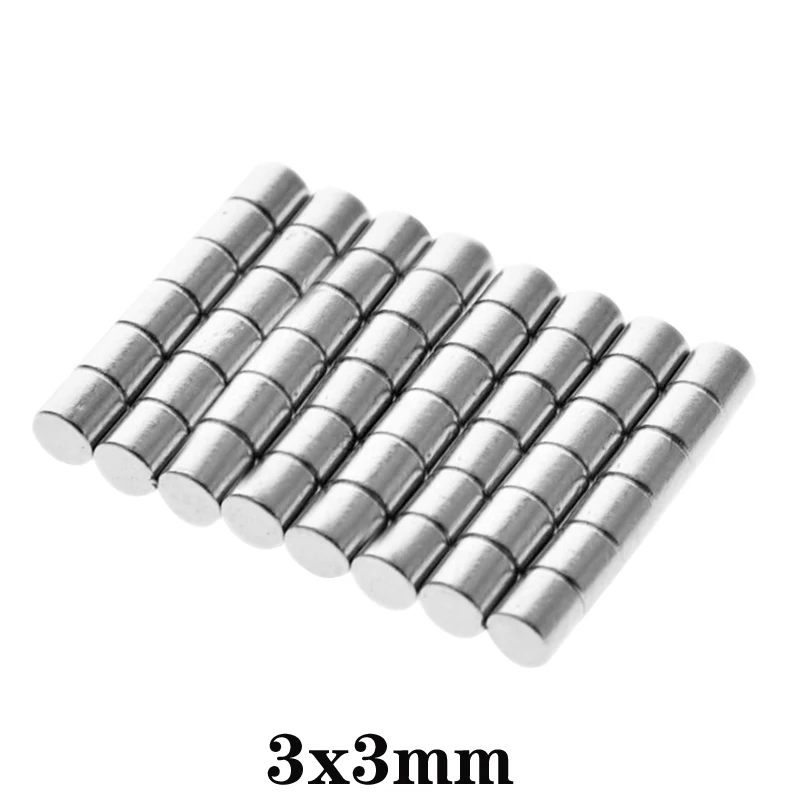 Магнит круглый небольшой диск 3x3 мм, Neodymium N35, сильный, оптом: 50-3000 шт.