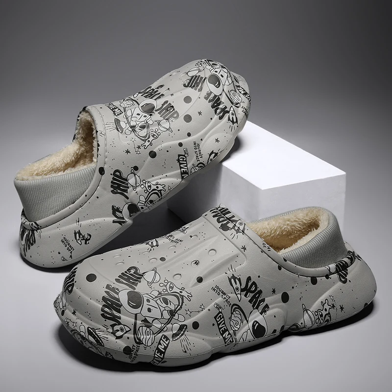 

Waterproof Cotton Slippers Men's Light Household Slippers Winter Warm Plush Wool Slippers Men's Parent-child Cotton Slippers