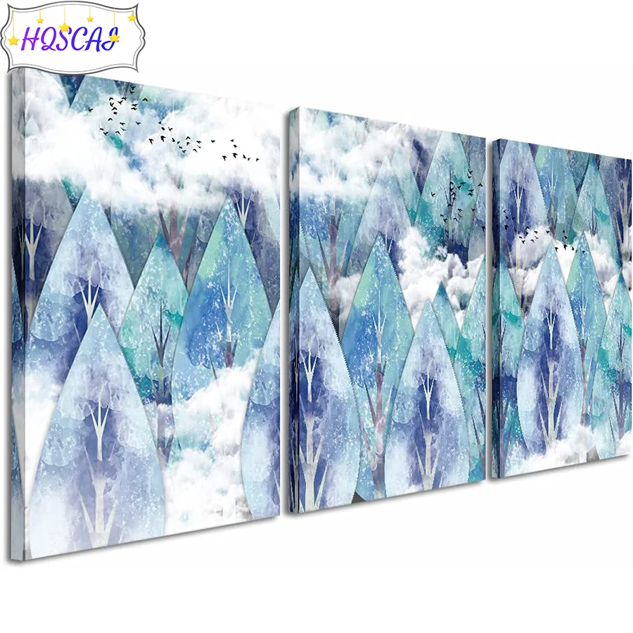 

3pcs Nordic light luxury decoration scenery Diamond Painting Full Round Drill Mosaic Diamond Embroidery Home Decor Christma Gift