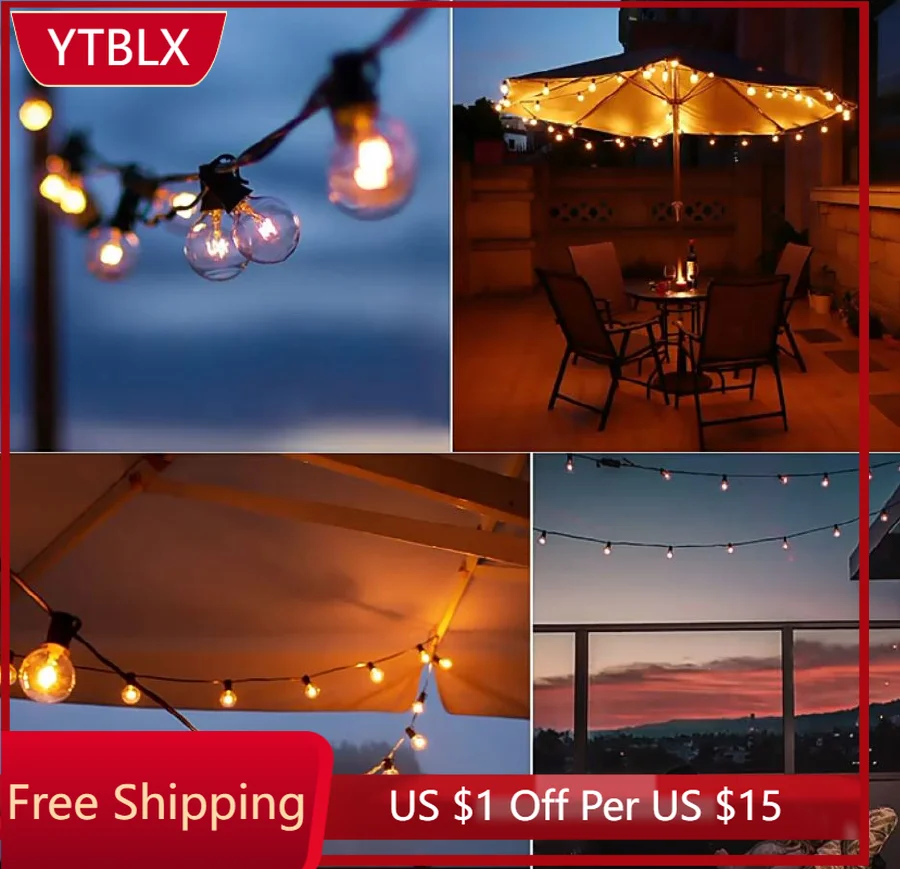 

Уличная Водонепроницаемая гирлянда G40, 30/50 в, в, в