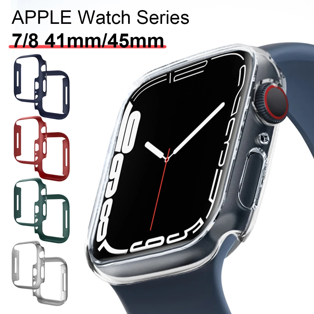 

Чехол для Apple Watch Series 7 8 41 мм 45 мм, защитный чехол из поликарбоната для iWatch 8 7 45 мм, Защитная пленка для экрана Apple Watch 8 7