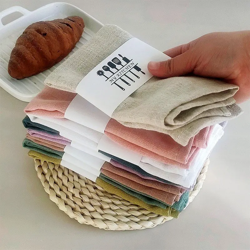 

Kitchen Towels Premium Quality Solid Cotton Linen Weave Ultra Soft Dish Towel Size 40x40cm Highly Absorbent Bar Tea Towel TJ8128