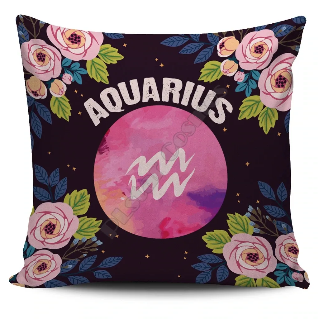

Aquarius Vibes Pillow Cover 3D All Over Printed Pillowcases Throw Home Decoration Double-sided Printing 12 Constellations