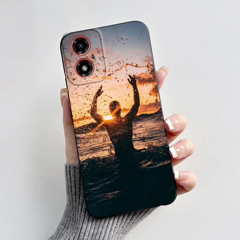 Для Motorola Moto G04 G04s Новый 2024 дизайн с рисунком сердца черный мягкий силиконовый