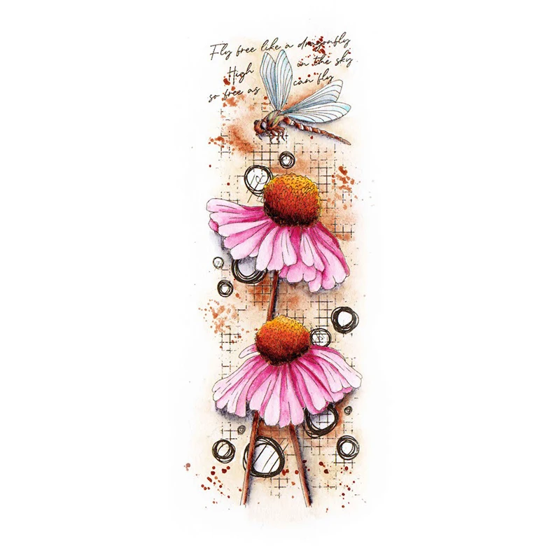 

Grid Background Flowers Dragonfly Clear Stamp DIY Card Album Photo Making Handicrafts Stencil Scrapbooking 2022 New