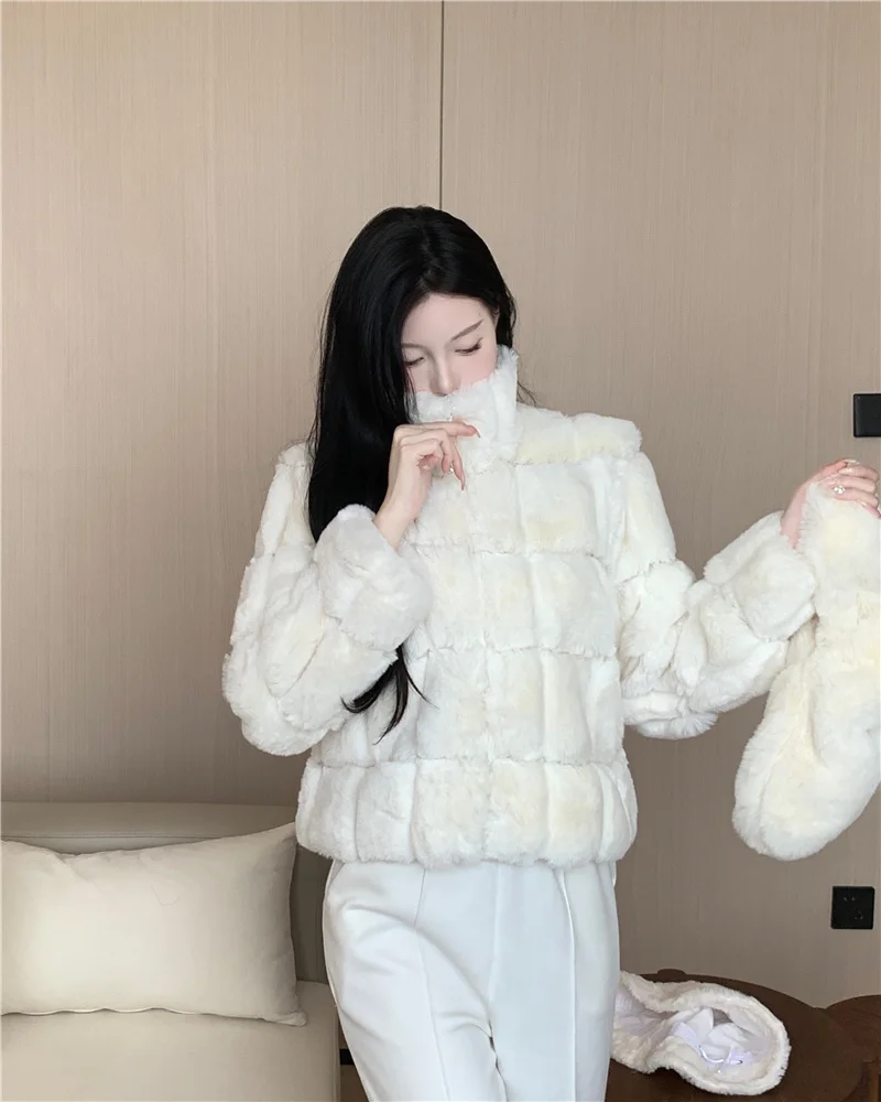 

Firm offers will ~ winter new thickening han edition joker mink cloth with soft nap of otter brief paragraph imitation fur coat
