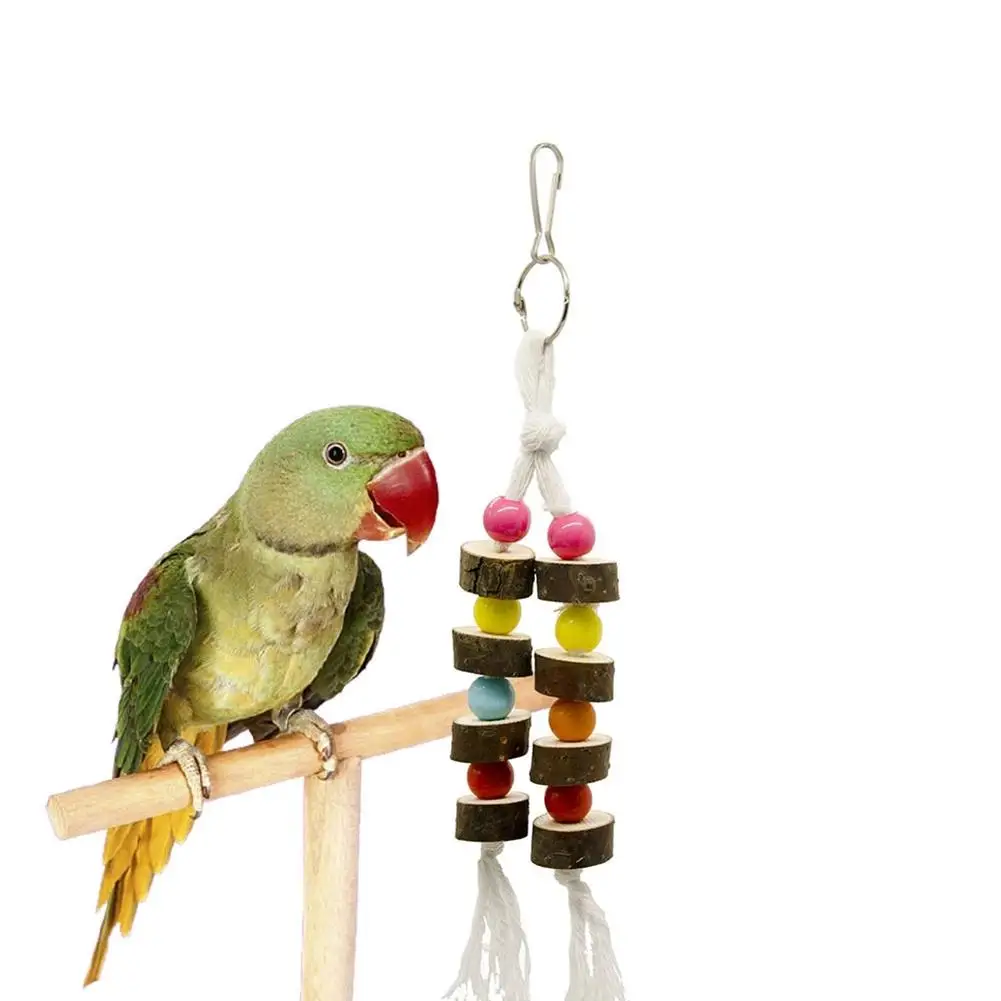 

Parrot Natural Wooden Swing String Hanging Colorful Molar String Chewing Cotton Rope Toy Bird Supplies