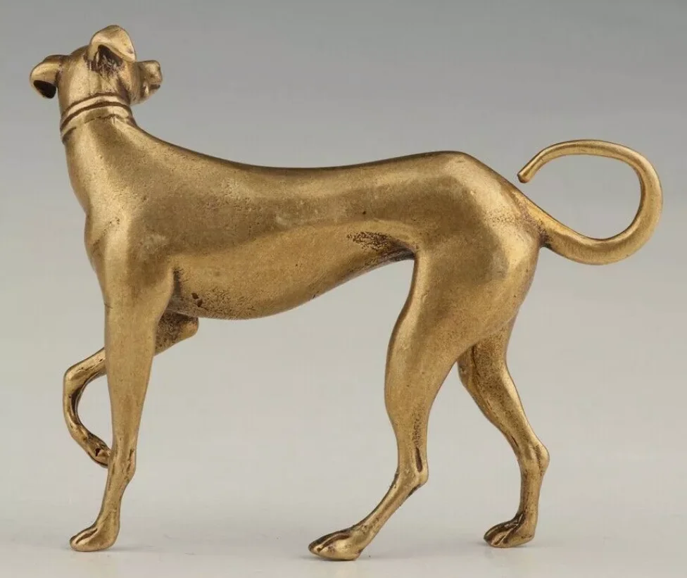 ВИНТАЖНАЯ ЛАТУННАЯ СТАТУЯ ЖИВОТНЫХ СЕРЫХ ТУФОТ СОБАКИ КОЛЛЕКТНЫЙ ПОДАРОК