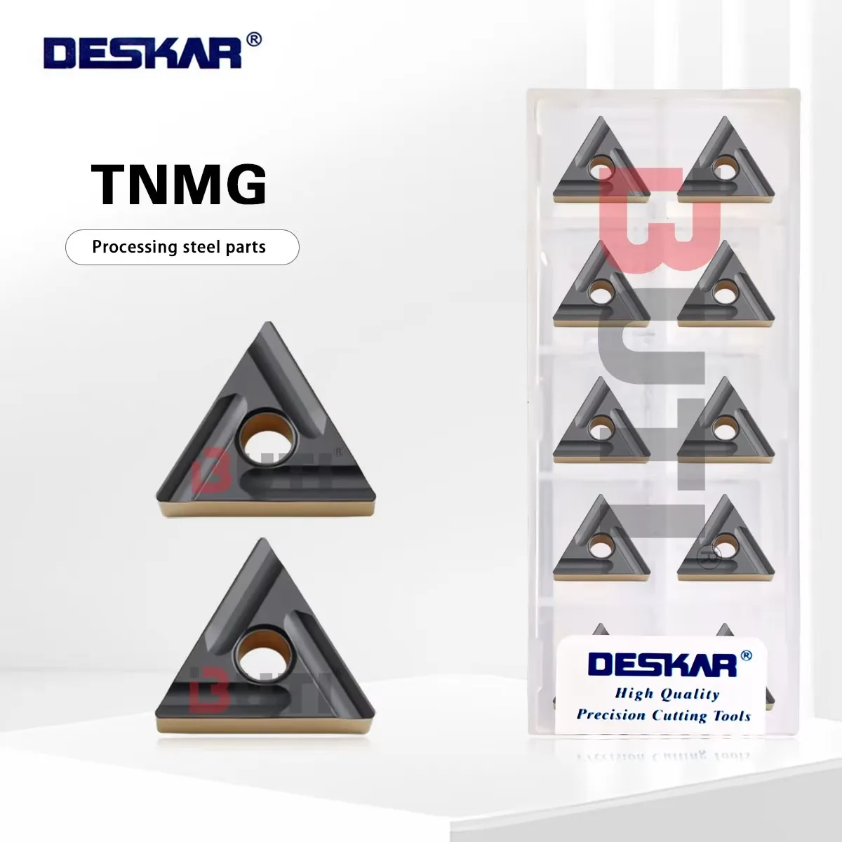 Фото DESKAR 100% Оригинальные токарные пластины TNMG160404R-S/L-S TNMG160408R-S/L-S LF9218 для станков с ЧПУ, двухцветные, режущие инструменты №1