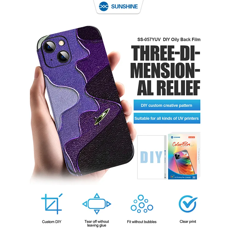 

SUNSHINE SS-057YUV самодельная масляная задняя пленка, наклейка на заднюю панель, наклейка на заднюю панель для солнечного света, умный УФ принтер «Все в одном»