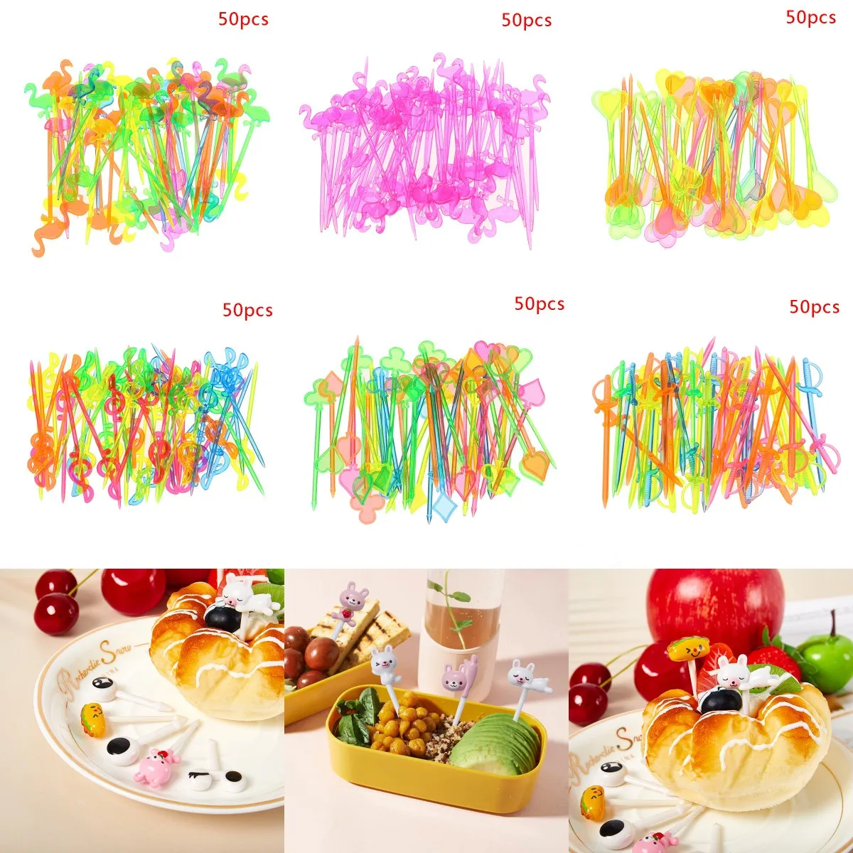 

Вилка для фруктов, животных, фермы, машинки, мини-Мультяшные детские закуски, торт, десерт, палочка, зубочистка, бэнто, праздничные украшения