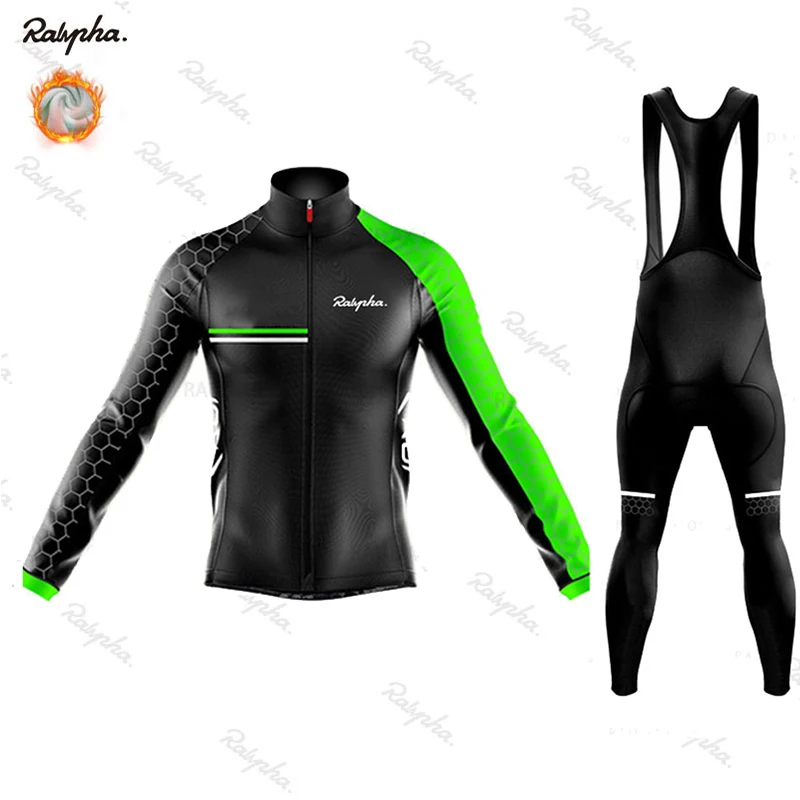 Raphaful Winter Thermal Fleece Long Sleeve Cycling jersey Set bib Pants Ropa Ciclismo Bicycle Clothing MTB Bike Men Clothes Suit |