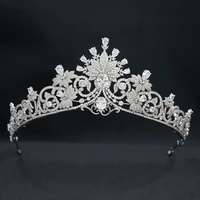 zirconia royal tiara for wedding crystal flower tiaras diadems for bride hair jewelry ch10378