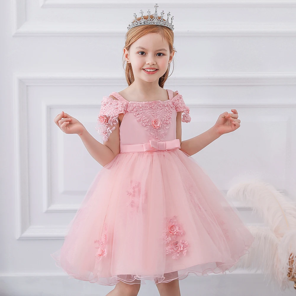 

Summer Flower Weddings Princess Dress for Girl Evening Birthday Ball Gowns Party Dresses Children Bridesmaid Kid Clothes Costume