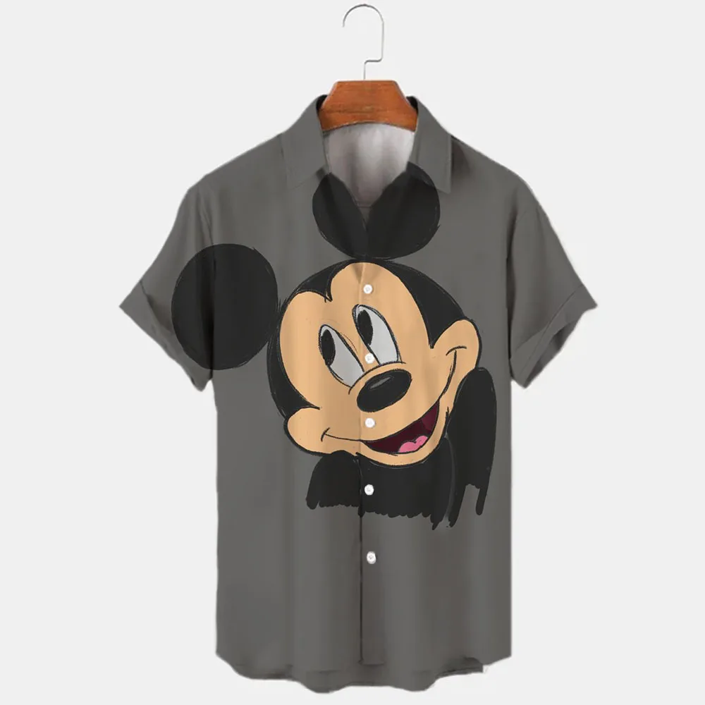 

2022 Summer Beach Travel Parent-Child Shirts Cartoon Anime Disney Mickey Print Men's Tops Leisure Travel Essentials