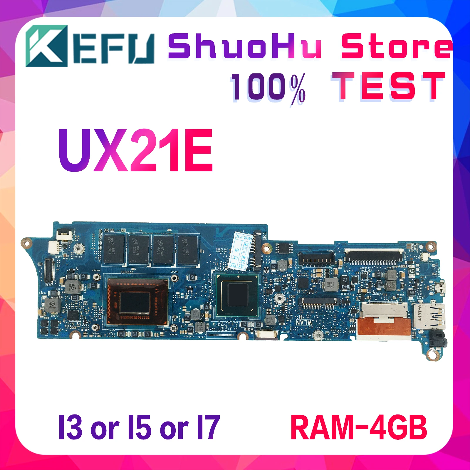 

KEFU UX21 Mainboard For ASUS Zenbook UX21E Laptop Motherboard I3 I5 I7 2th Gen 4GB/RAM Notebook MAIN BOARD