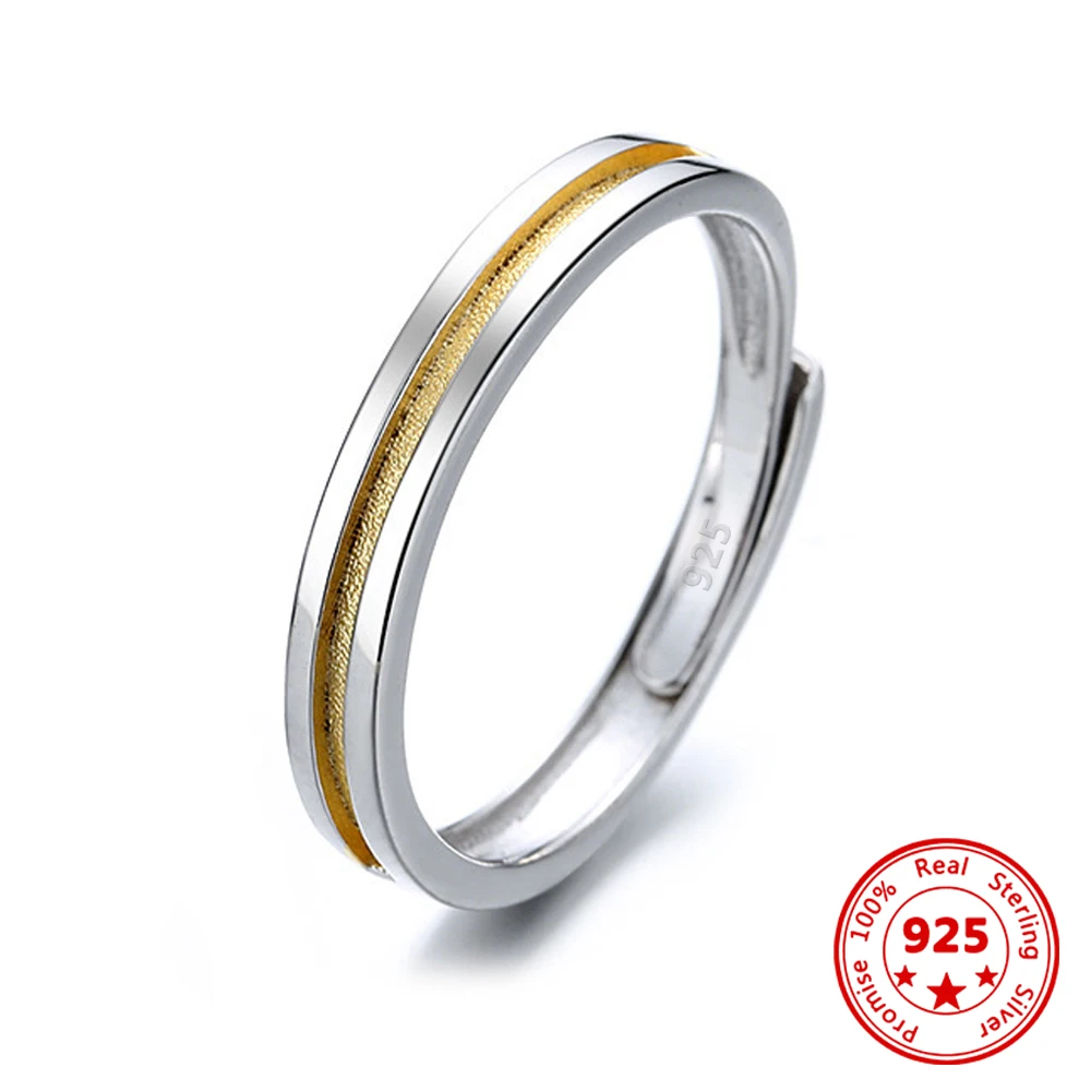 

2023 New 925 Sterling Silver Two-Color Line Opening Ring Ins Wind Lady Finger Rings Engagement Wedding Luxury Fine Jewelry Gift