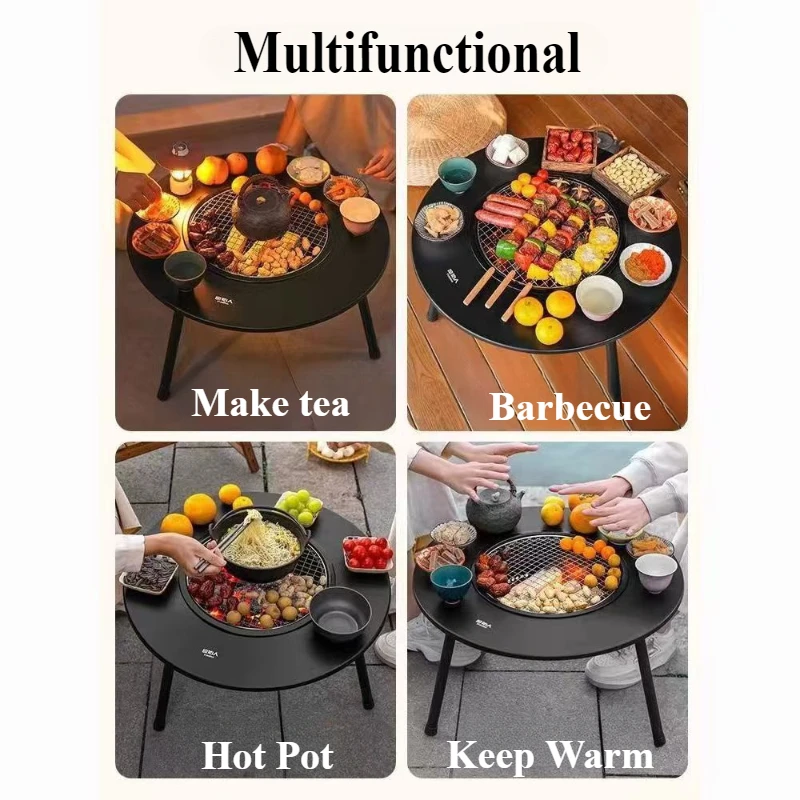 Портативный складной стол для печи круглый кемпинга манюра барбекю пикника