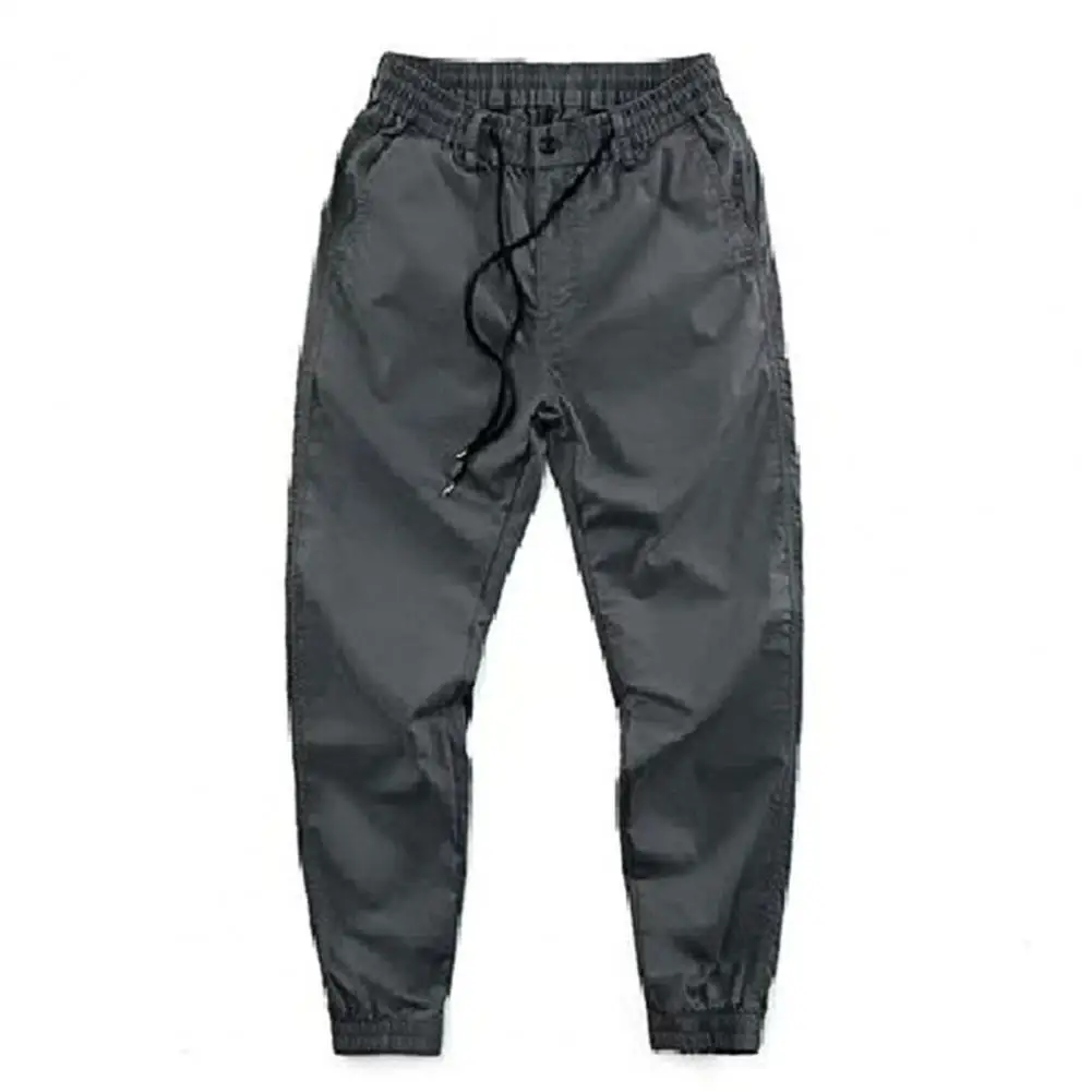 

Simple Drawstring Mid-Rise Cargo Trousers Cargo Trousers Bottoms Button